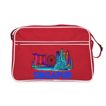 Skyline de Singapour - Sac Retro - rouge/blanc - Devant