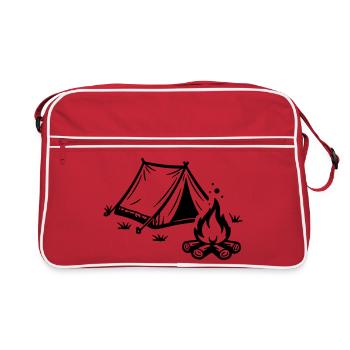 Zelt Lagerfeuer Camping - Retro Tasche - Rot/Weiß - Vorne