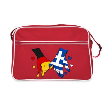 Germany Greece Flag Holding Hands - Retro Bag - red/white - Front