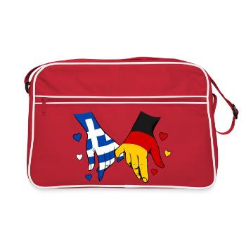 Greece Germany Flag Holding Hands - Retro Bag - red/white - Front