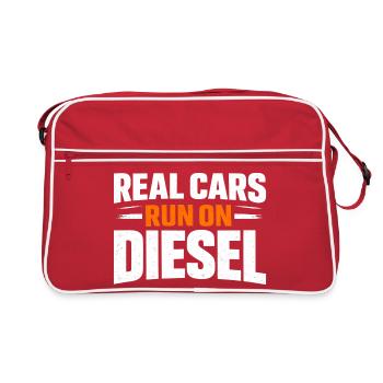 Les vraies voitures fonctionnent au diesel - Sac Retro - rouge/blanc - Devant