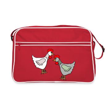 Coqs, poules, poules, enfants - Sac Retro - rouge/blanc - Devant