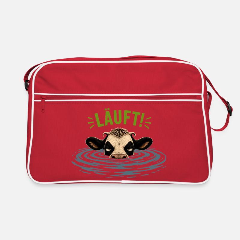 Die genervte Kuh- Motiv LÄUFT Retro Tasche