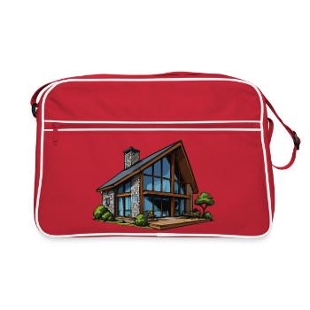 Chalet en bois à façade vitrée - Sac Retro - rouge/blanc - Devant