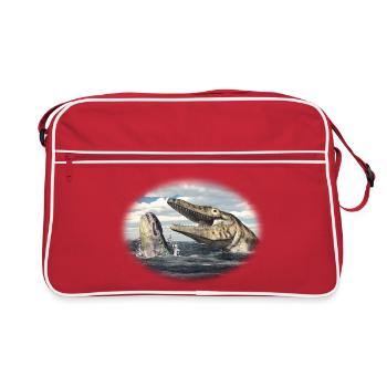 Prehistoric Tylosaurus on the hunt - Retro Bag - red/white - Front