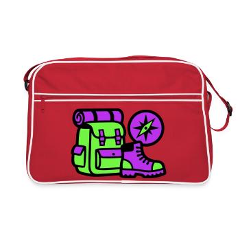 Graphique de boussole pour sac à dos de randonnée - Sac Retro - rouge/blanc - Devant