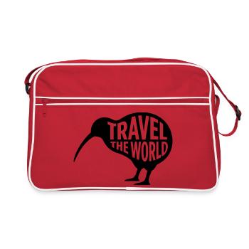 Kiwi Vogel Travel The World – Funny Travel - Retro Bag - red/white - Front