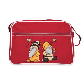 Bienen Humor Bee Happy - Retro Tasche - Rot/Weiß - Vorne
