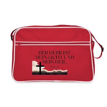 Glaube Licht Heil Psalm 27:1 - Retro Tasche - Rot/Weiß - Vorne