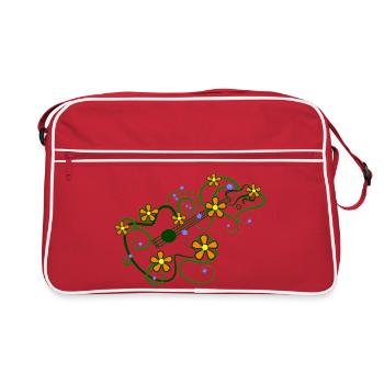 Motif floral avec guitare et vrilles entrelacées - Sac Retro - rouge/blanc - Devant