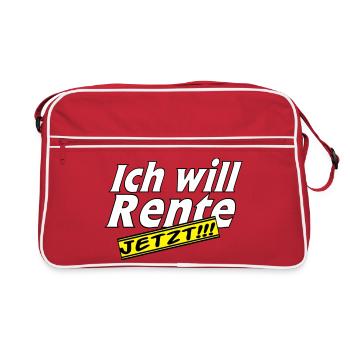 Fun Party Spruch Statement ich will Rente (25) - Retro Tasche - Rot/Weiß - Vorne