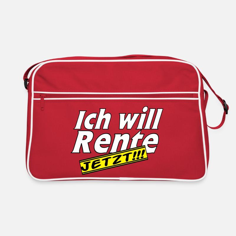 Fun Party Spruch Statement ich will Rente (25) Retro Tasche
