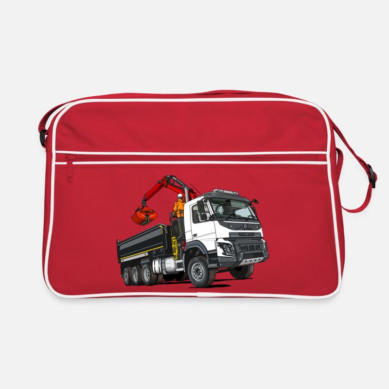 Camion avec grue - Sac Retro - rouge/blanc