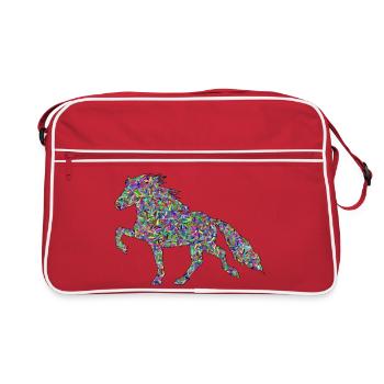 Edles Islandpferd Tölt in poppig bunt - Retro Tasche - Rot/Weiß - Vorne
