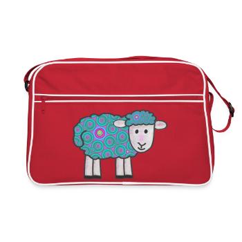 Spiralfarbenes Schäfchen Muster - Retro Tasche - Rot/Weiß - Vorne