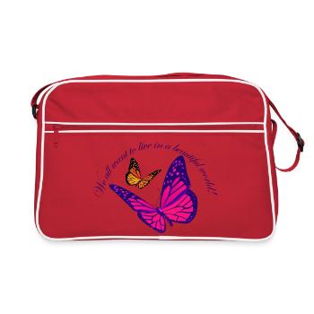 Neon Butterfly Magic - Retro Bag - red/white - Front