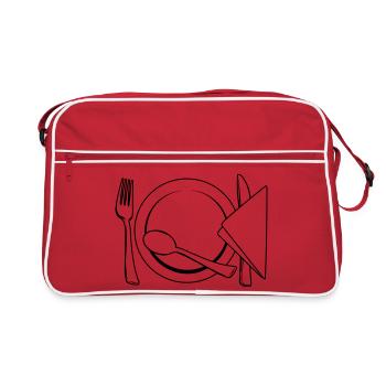 Serviette de table à couverts - Sac Retro - rouge/blanc - Devant