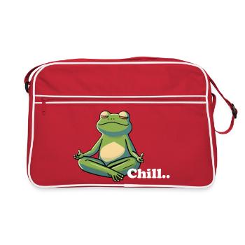 enspannter relaxed chill Frosch - Retro Tasche - Rot/Weiß - Vorne