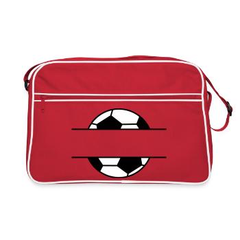 Fußball Namensschild mit Wunschname - Retro Tasche - Rot/Weiß - Vorne