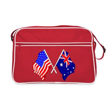 Drapeau des États-Unis et drapeau de l’Australie - Sac Retro - rouge/blanc - Devant