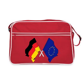 Deux drapeaux croisés de l’Allemagne et du drapeau de l’Europe - Sac Retro - rouge/blanc - Devant