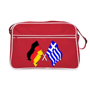 Flagge Deutschlands und Flagge Griechenlands - Retro Tasche - Rot/Weiß - Vorne