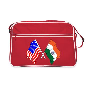 Drapeau des États-Unis et drapeau de l’Inde - Sac Retro - rouge/blanc - Devant