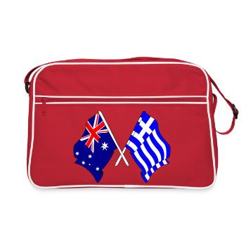 Flagge Australiens und Flagge Griechenlands - Retro Tasche - Rot/Weiß - Vorne