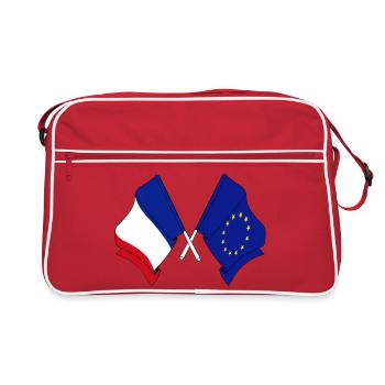 Deux drapeaux croisés de la France et du drapeau de l’Europe - Sac Retro - rouge/blanc - Devant