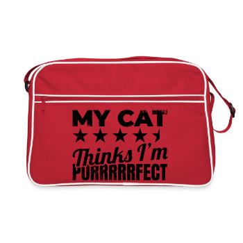 Blague de propriétaire de chat - Sac Retro - rouge/blanc - Devant