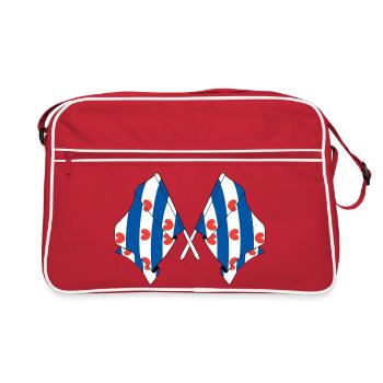 Two flags of the province of Friesland - Retro Bag - red/white - Front