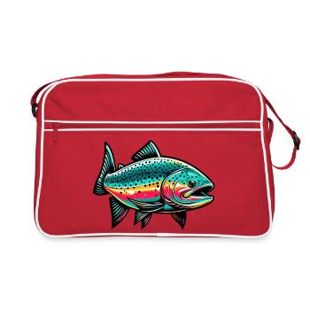 Lachs - Retro Tasche - Rot/Weiß - Vorne