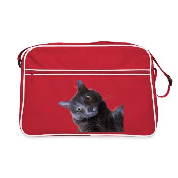 close up of beautiful cat face 1 - Sac Retro - rouge/blanc - Devant