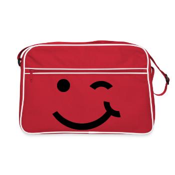 Clin d’œil, sourire clignant de l’œil - Sac Retro - rouge/blanc - Devant