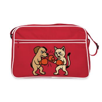 Combat d’animaux de compagnie Chat Chien Boxe Duel - Sac Retro - rouge/blanc - Devant