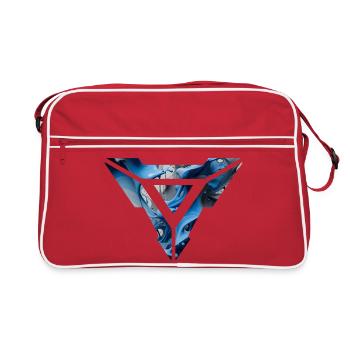 Design triangulaire fluide bleu abstrait - Sac Retro - rouge/blanc - Devant