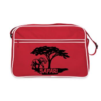 Safari und schwarzer Elefant - Retro Tasche - Rot/Weiß - Vorne