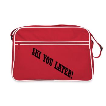 SKI YOU LATER – Lustiger Ski Spruch - Retro Tasche - Rot/Weiß - Vorne