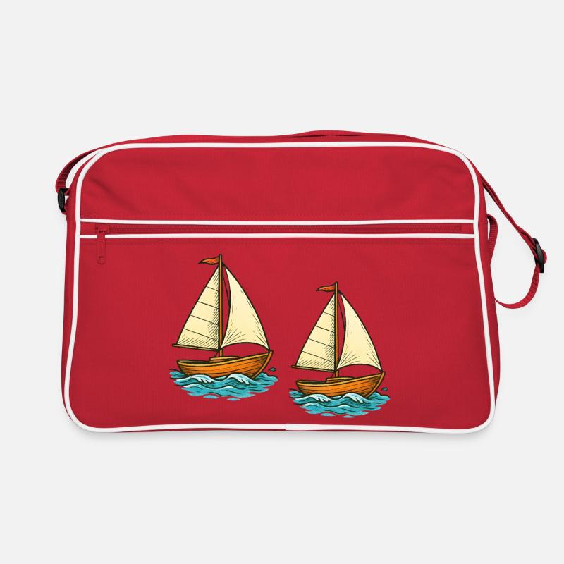 Zwei Segelboote Retro Tasche