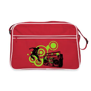 Circles Lime Abstract Black Dancer Hip Hop - Retro Bag - red/white - Front