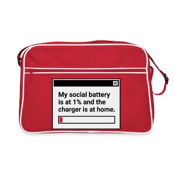 My Social Battery is at 1% - Retro Bag - red/white - Front