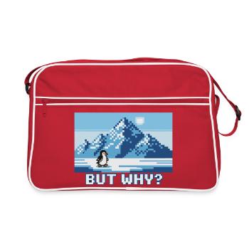 Funny Nihilistic Penguin Greenland Pixel Art - Retro Bag - red/white - Front