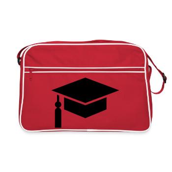 Abi, student, college hat, graduation - Retro Bag - red/white - Front