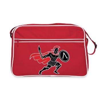 Spartan Black and Red Spartan Warrior Mascot - Retro Bag - red/white - Front