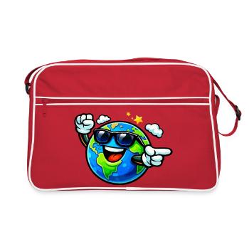 Sunny Earth with Sunglasses - Retro Bag - red/white - Front