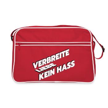 Verbreite Liebe kein Hass – Spread Love Not Hate S - Retro Tasche - Rot/Weiß - Vorne