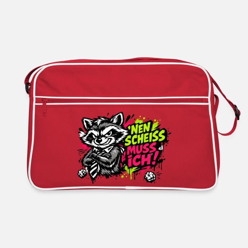 Lustiger Waschbär Spruch Nen Scheiss muss ich Retro Tasche