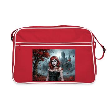 Redhead gothic woman in autumn magic - Retro Bag - red/white - Front