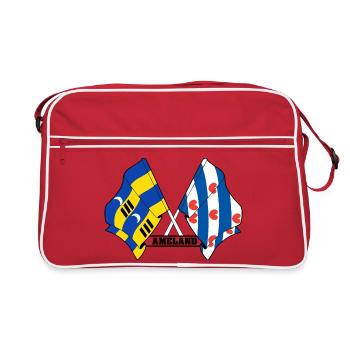 Fierté d’Ameland Friesland – Drapeaux croisés - Sac Retro - rouge/blanc - Devant