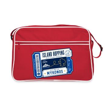 Voyage en ferry de Mykonos sur les îles : vacances en Grèce - Sac Retro - rouge/blanc - Devant